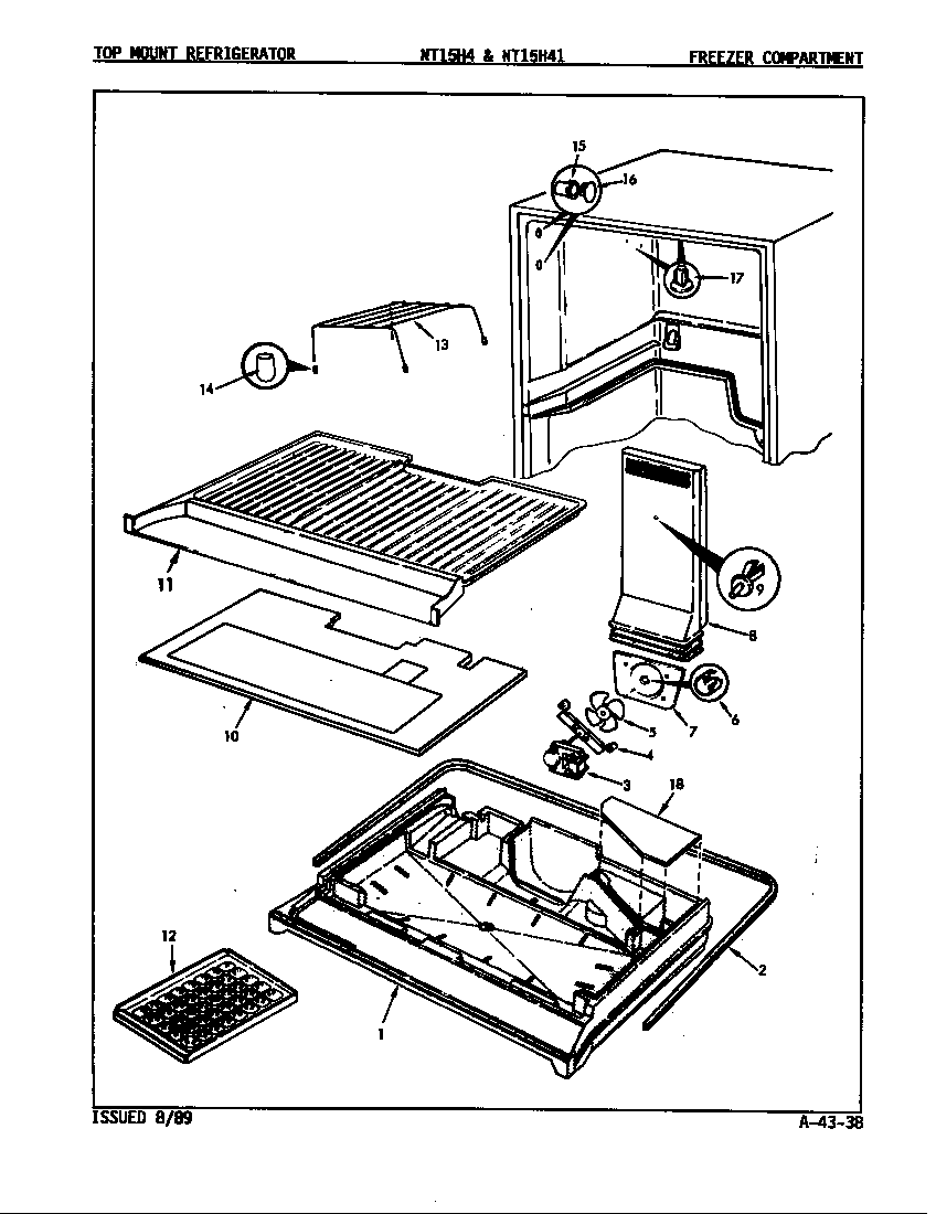 Admiral NT15H4A/8A41A freezer compartment diagram