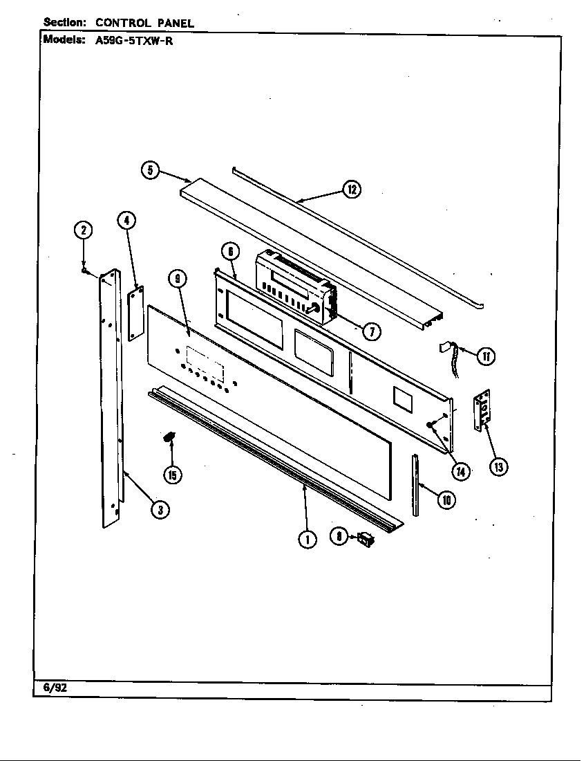 Admiral A59GN-5TVW-R control panel (a59f-5txw-r) (a59g-5txw-r) diagram