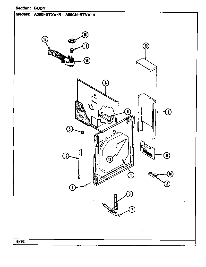 Admiral A59GN-5TVW-R body diagram