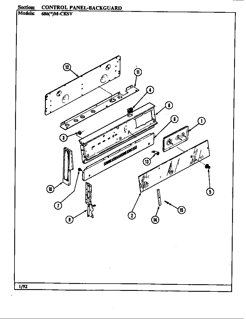 Admiral 686WM-CKSV control panel diagram