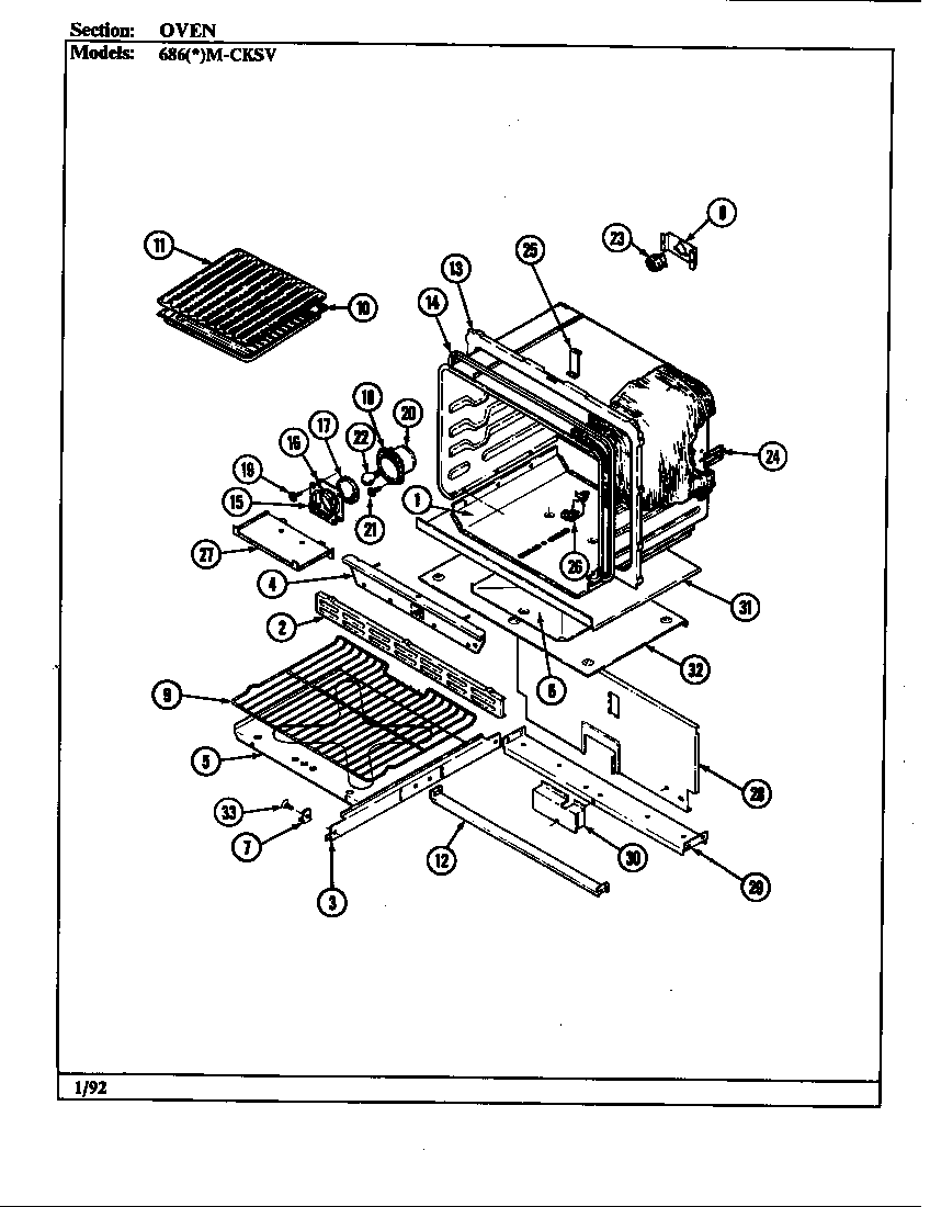 Admiral 686WM-CKSV oven diagram