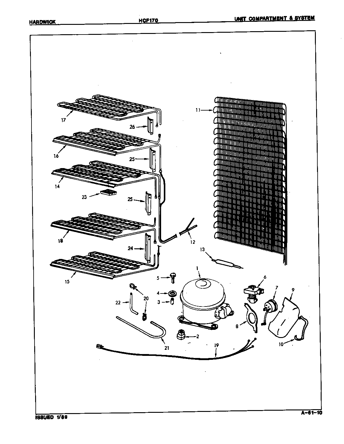 Hardwick HCF170/8V019 unit compartment & system diagram