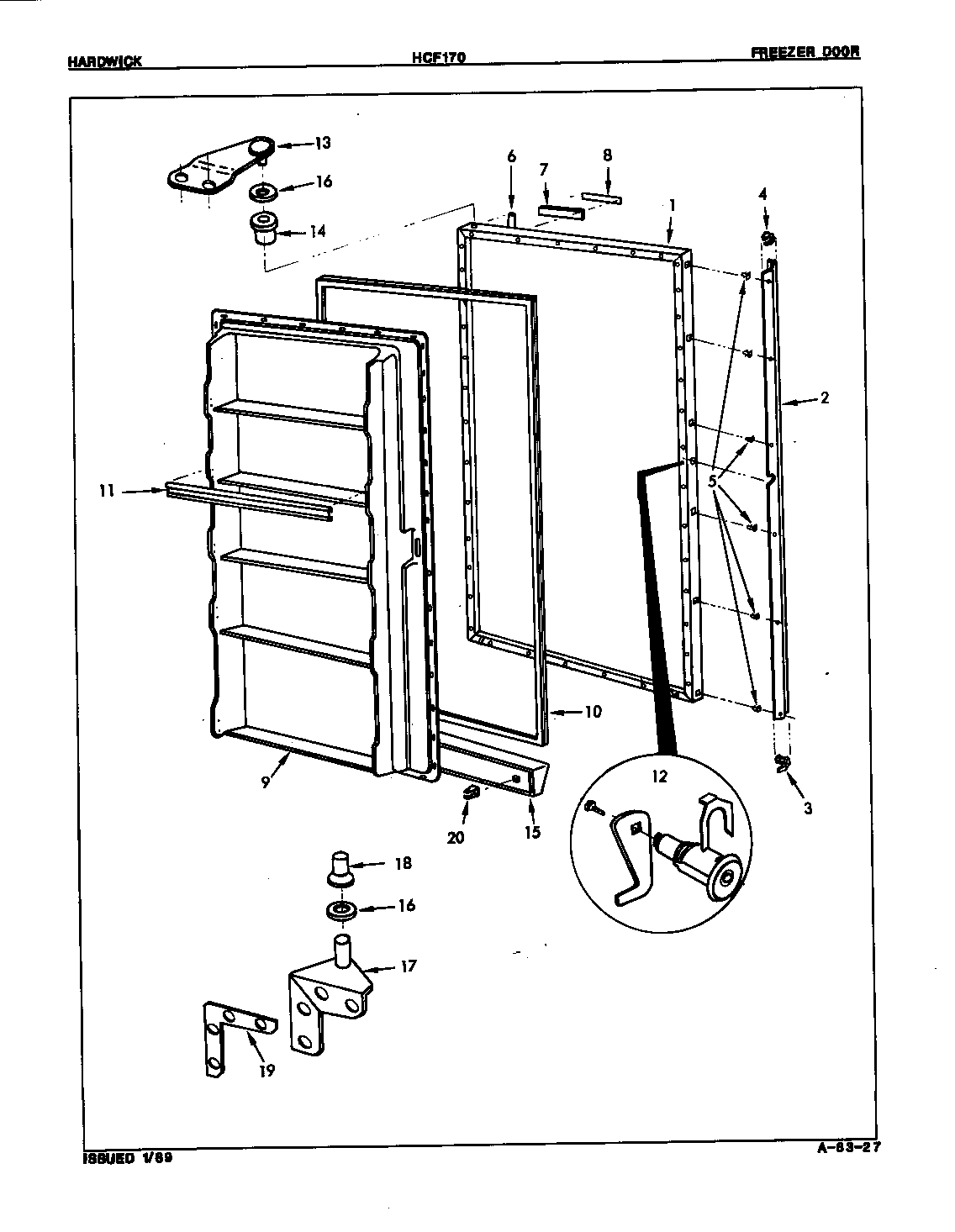 Hardwick HCF170/8V019 freezer door diagram