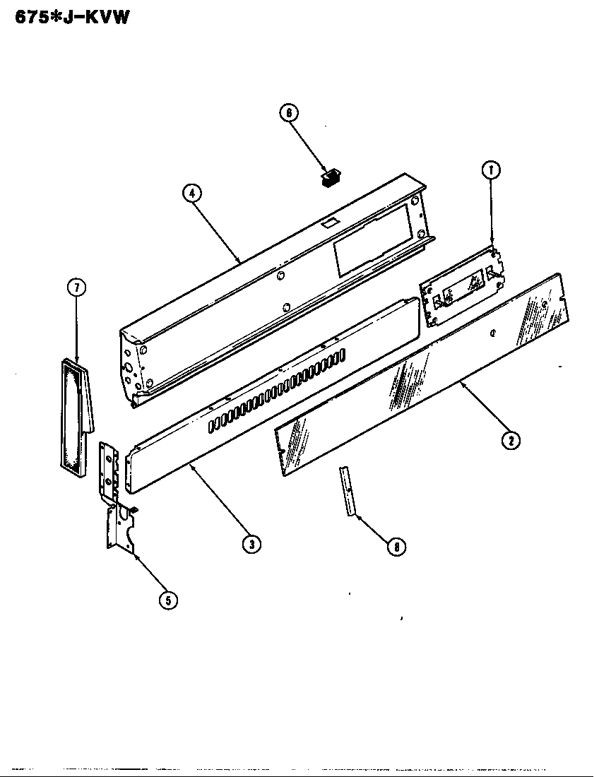 Admiral 675WJ-KVW control panel diagram