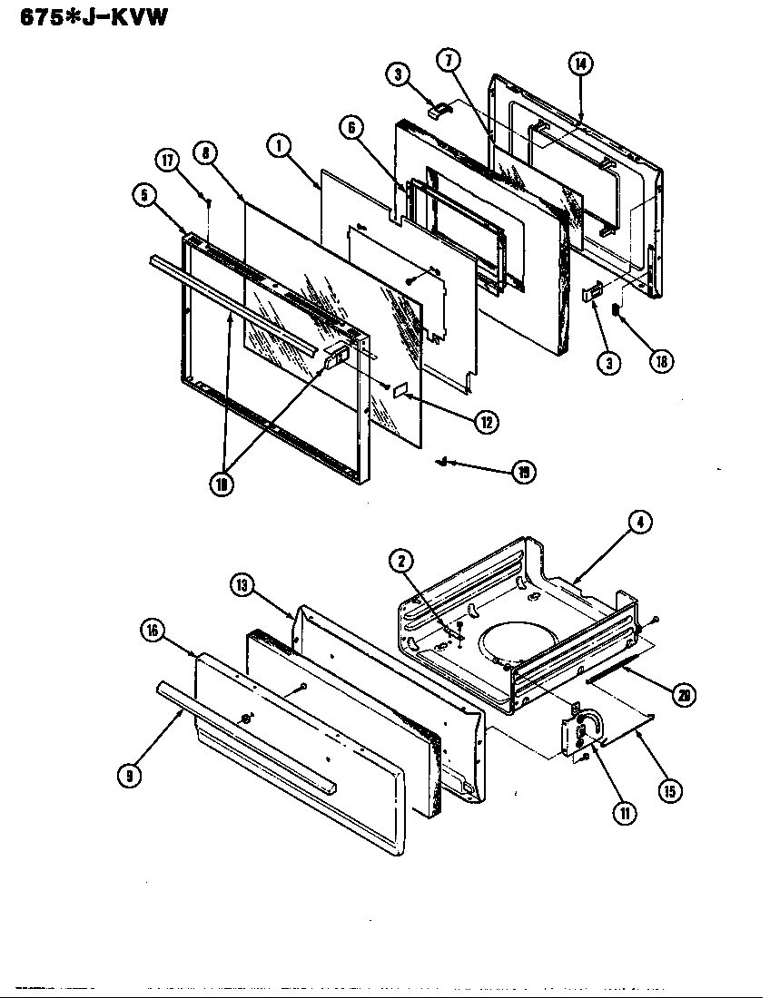 Admiral 675WJ-KVW doordrawer diagram