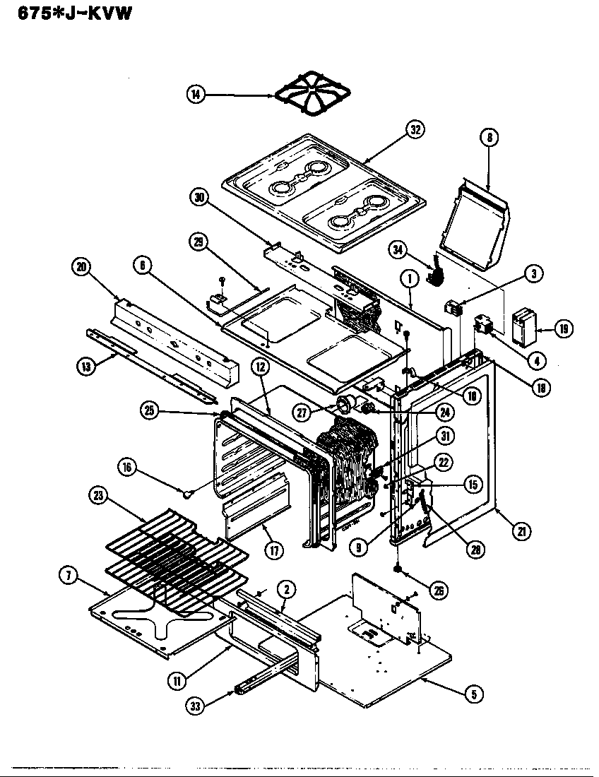 Admiral 675WJ-KVW body diagram