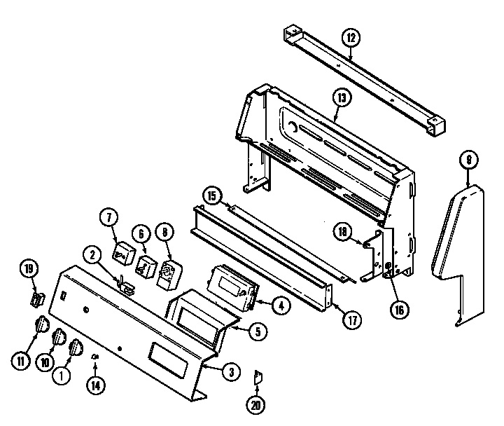 Maytag GV3531WUA control panel diagram