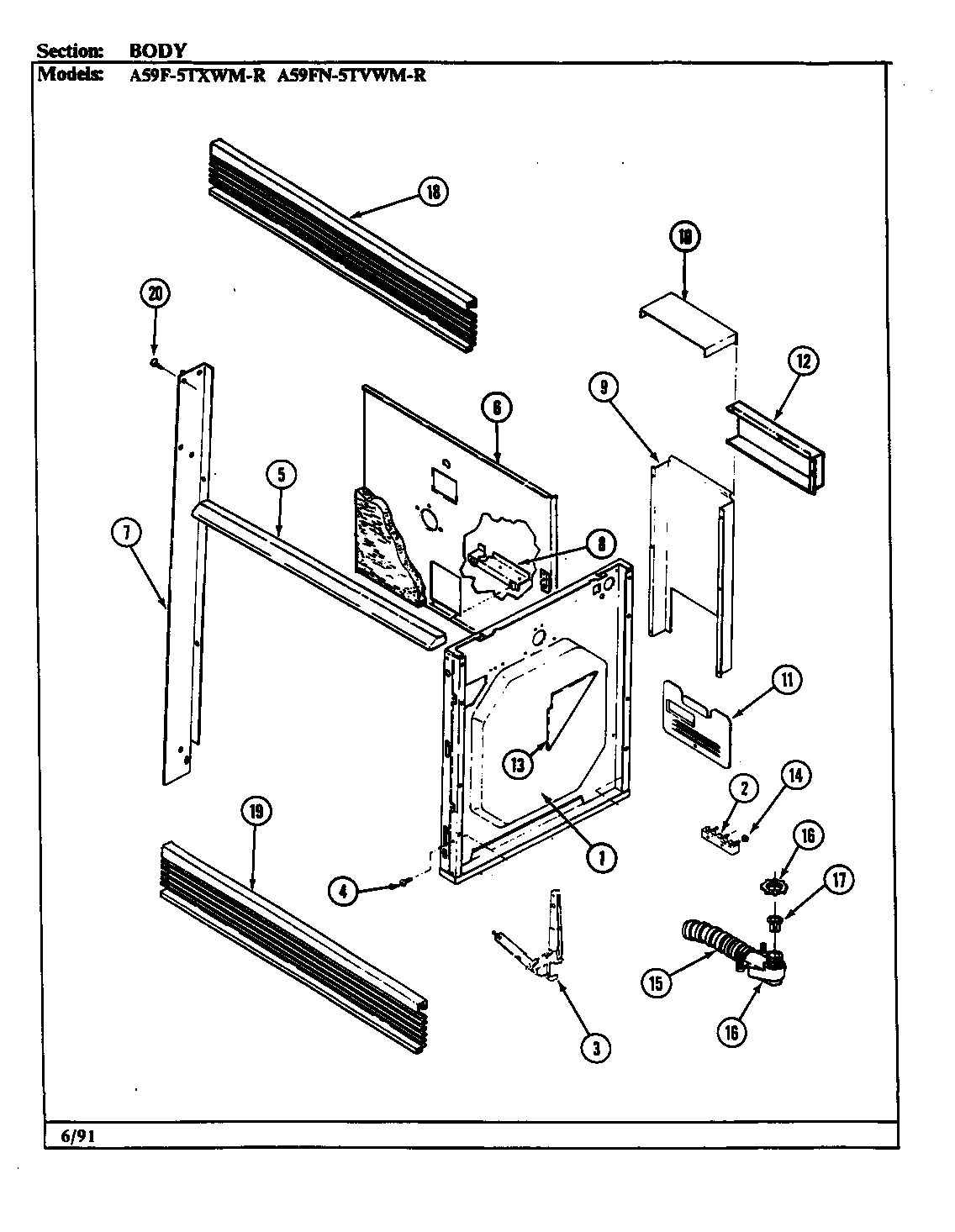 Admiral A59FN-5TVWM-R body diagram