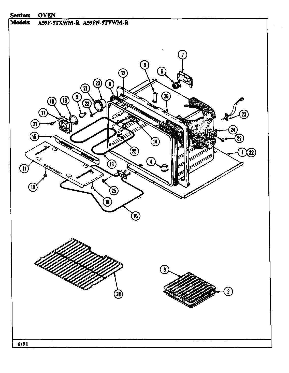 Admiral A59FN-5TVWM-R oven diagram