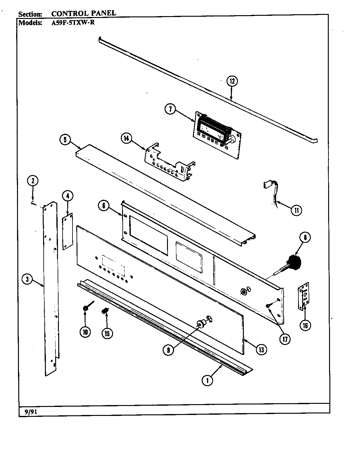 Admiral A59FN-5TVW-R control panel (a59f-5tvw-r) (a59f-5txw-r) diagram