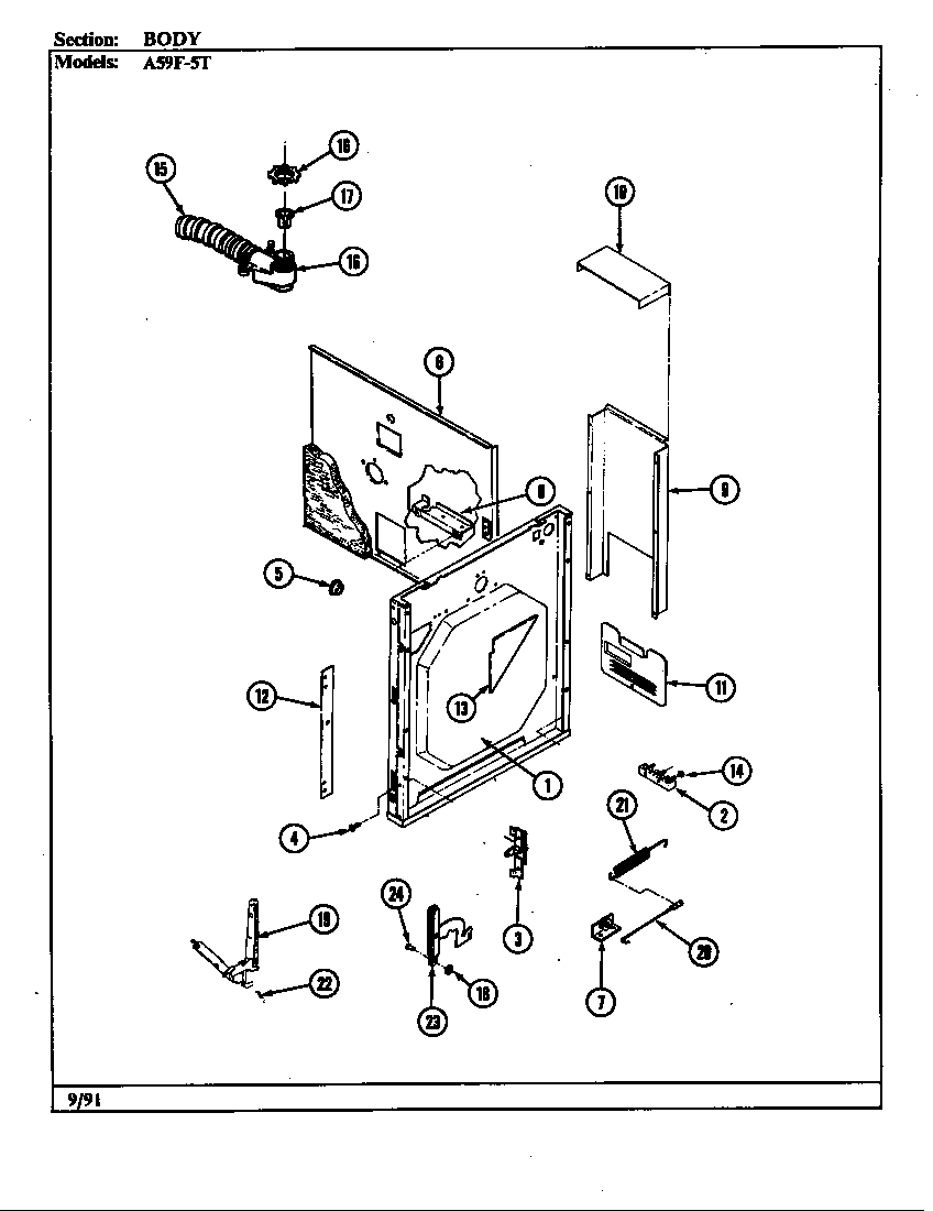 Admiral A59FN-5TVW-R body diagram