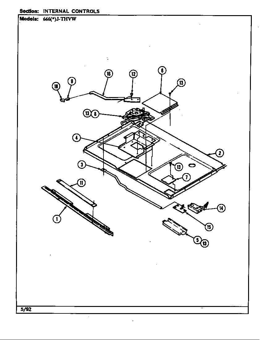 Admiral 666AJ-THVW internal controls diagram