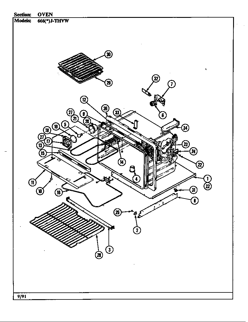 Admiral 666AJ-THVW oven diagram