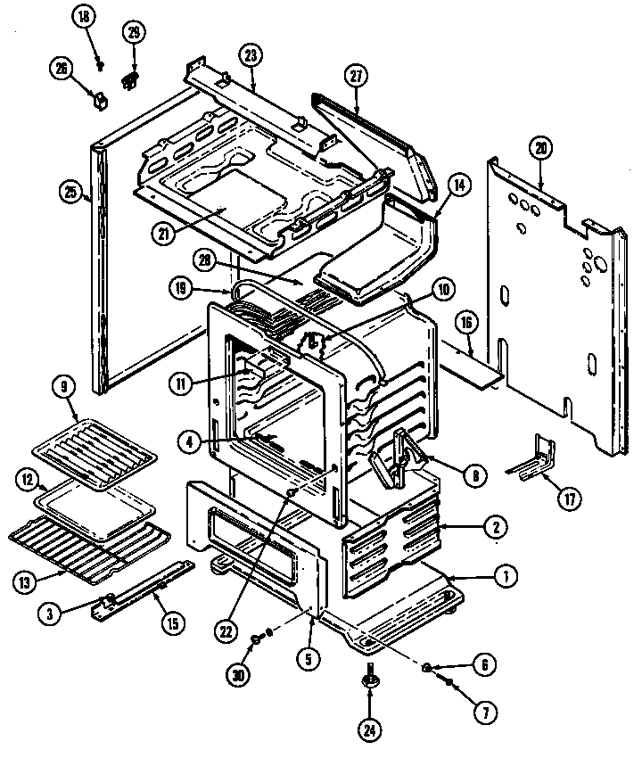Admiral A3120SRALT body/oven diagram
