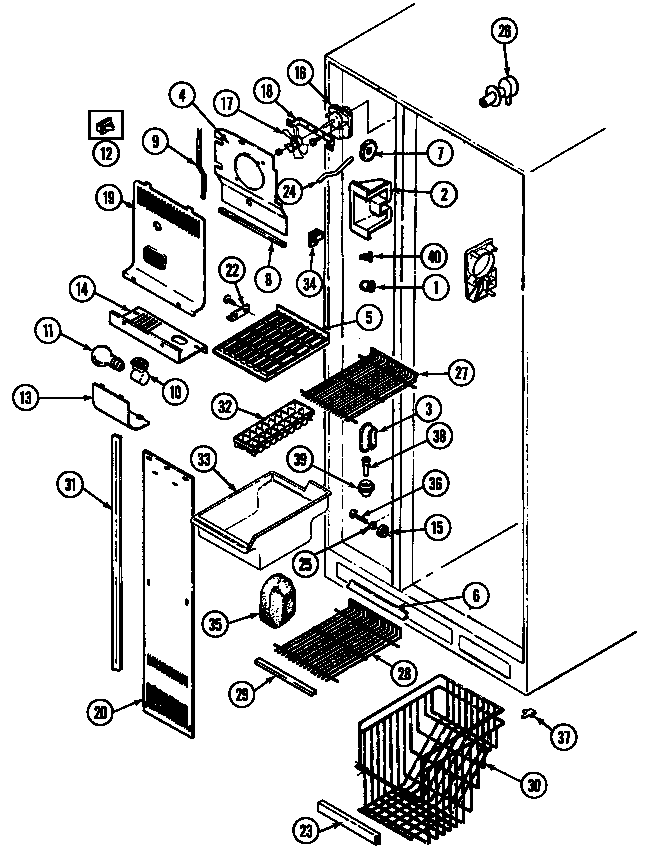 Jenn-Air JRS228W freezer compartment diagram