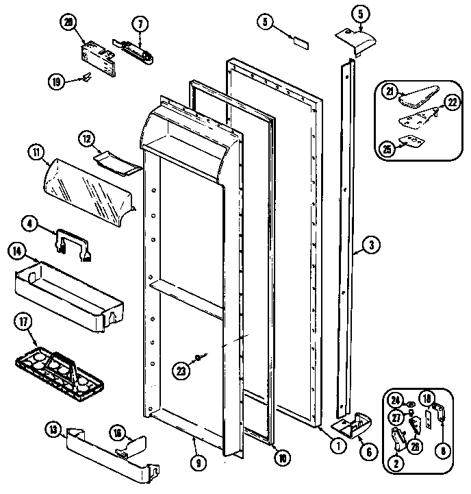 Jenn-Air JRS228W fresh food door diagram