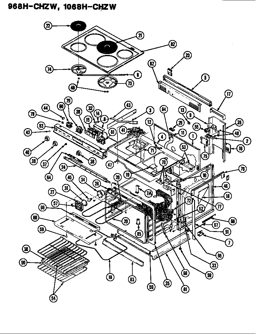 Admiral 968WH-CHZW body diagram