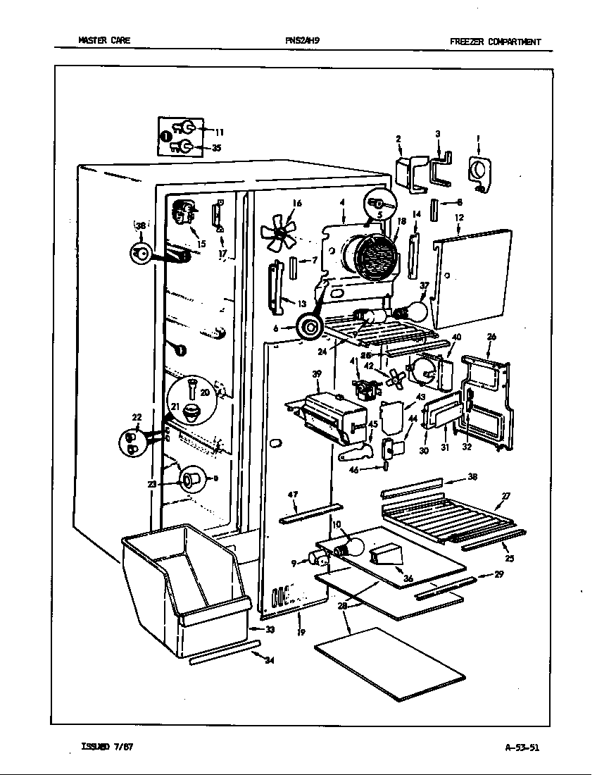 Admiral PNS24H9/7L49A freezer compartment diagram