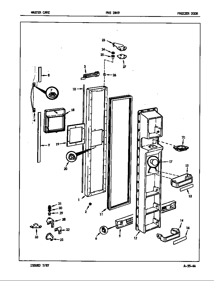 Admiral PNS24H9/7L49A freezer door diagram