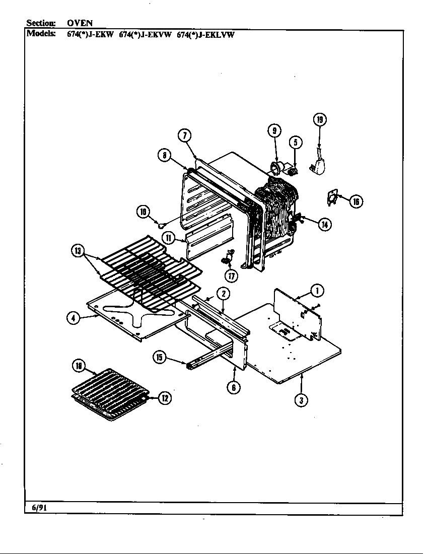 Admiral 674WJ-EKLVW body/control panel/top assy. diagram