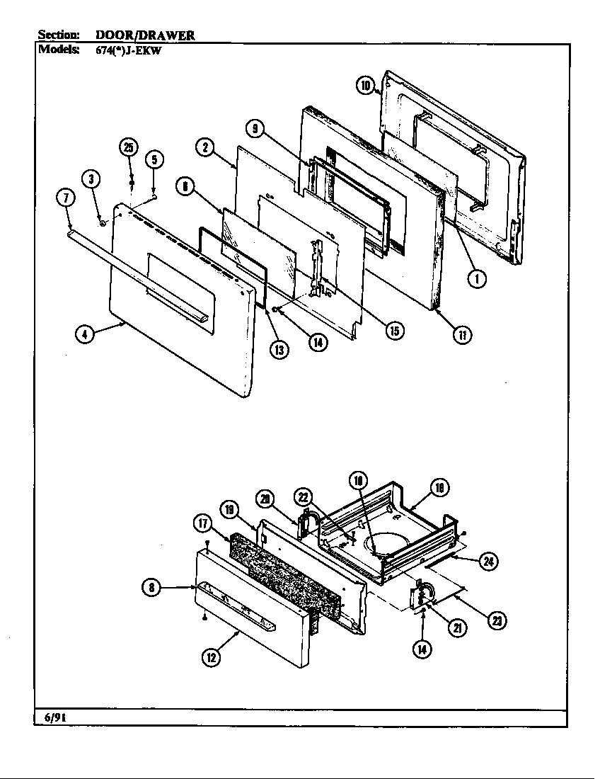 Admiral 674WJ-EKLVW doordrawer diagram