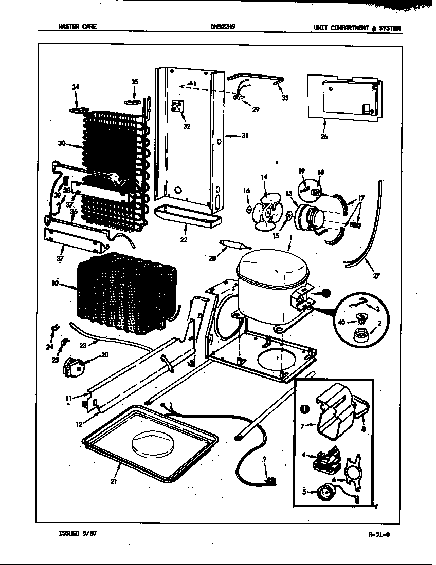 Admiral DNS22H9A/7L45A unit compartment & system diagram
