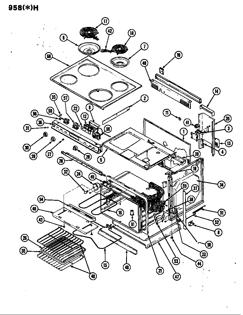 Admiral 958WH-CZW body diagram