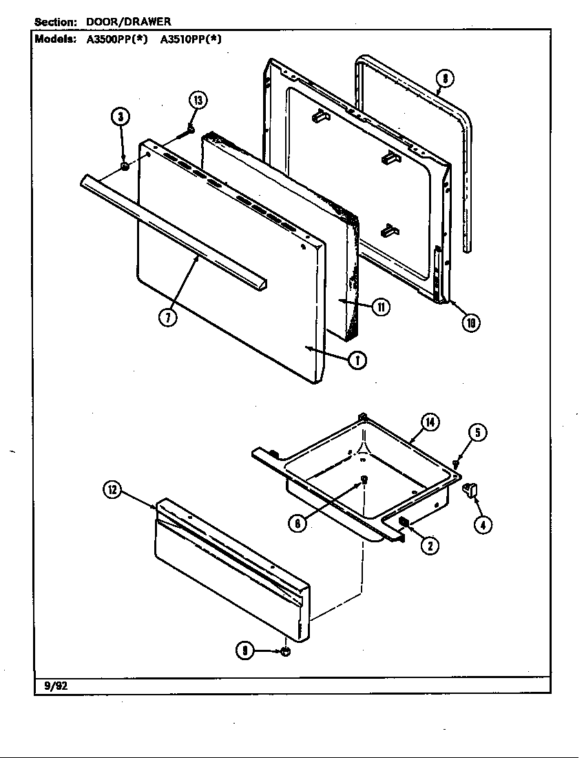 Admiral A3510PPW body diagram