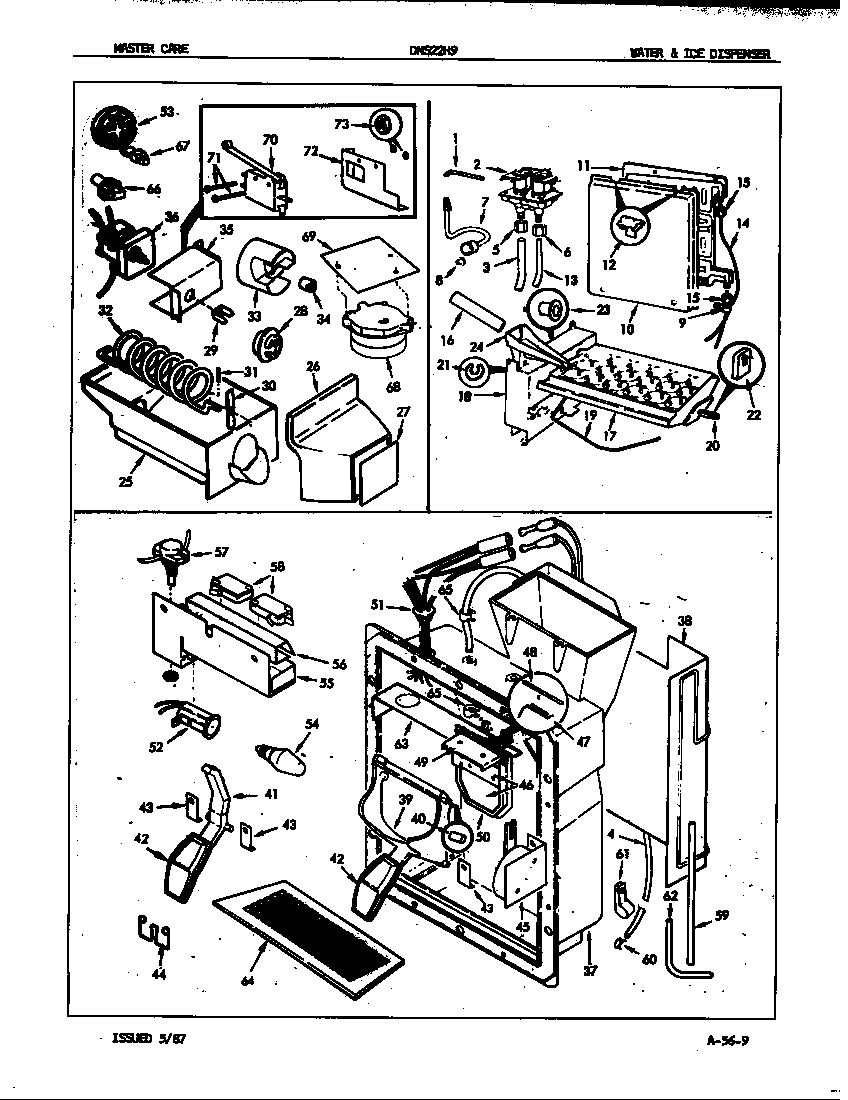 Admiral DNS22H9/8N57A water & ice dispenser diagram
