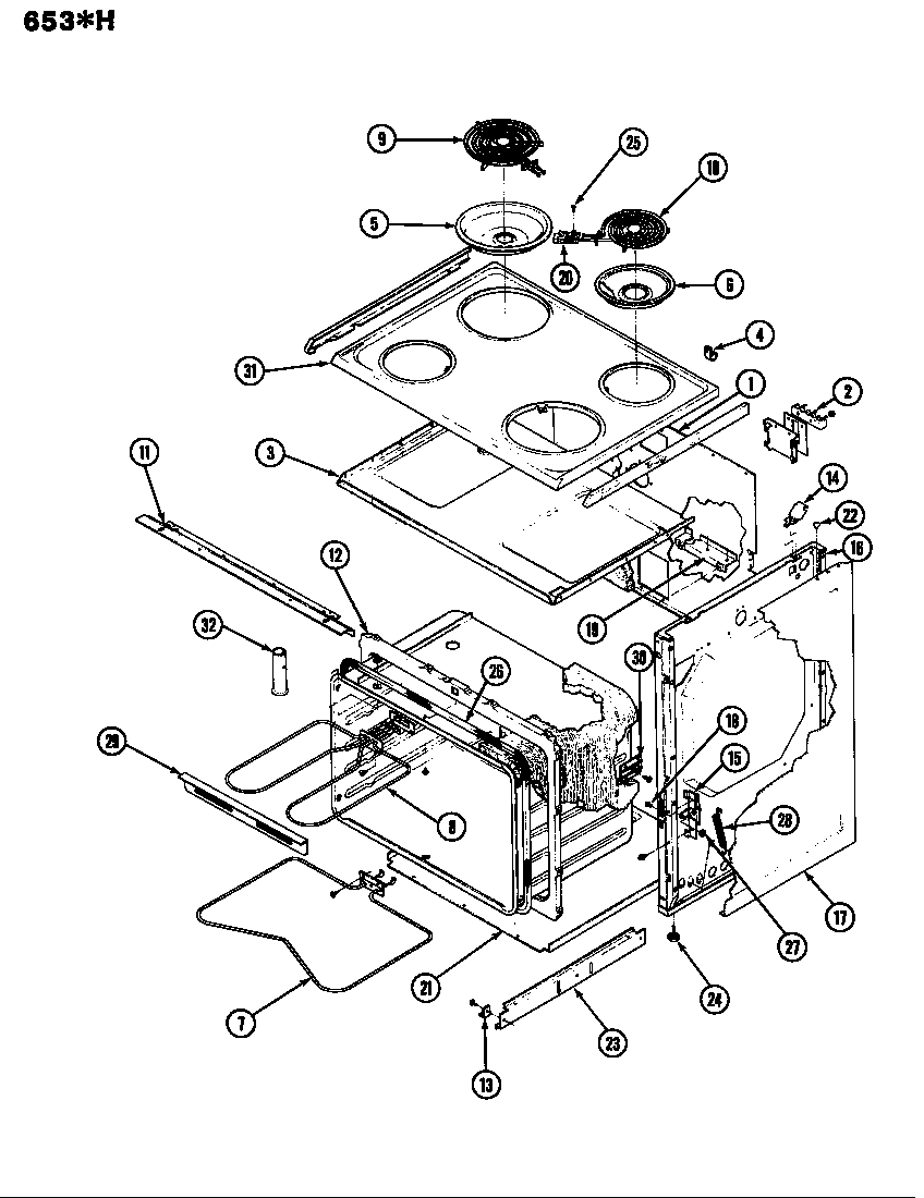 Admiral 653WH-V body diagram