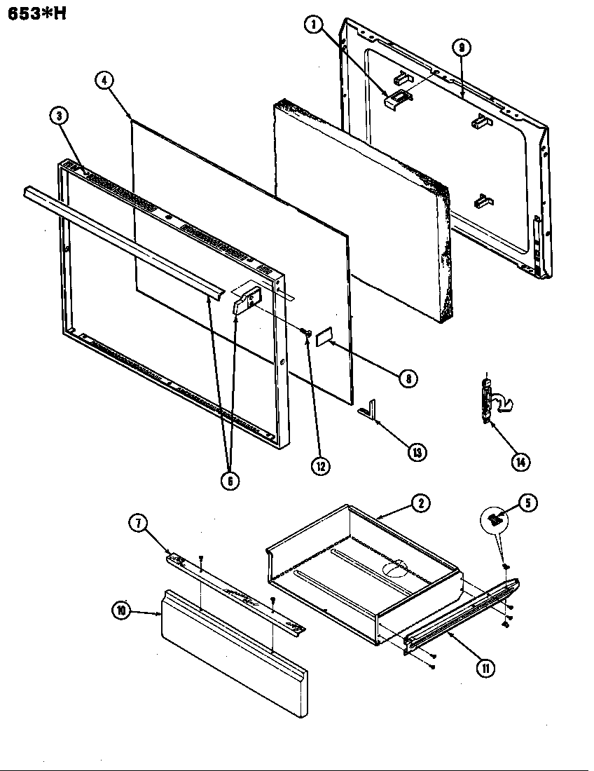Admiral 653WH-V door diagram