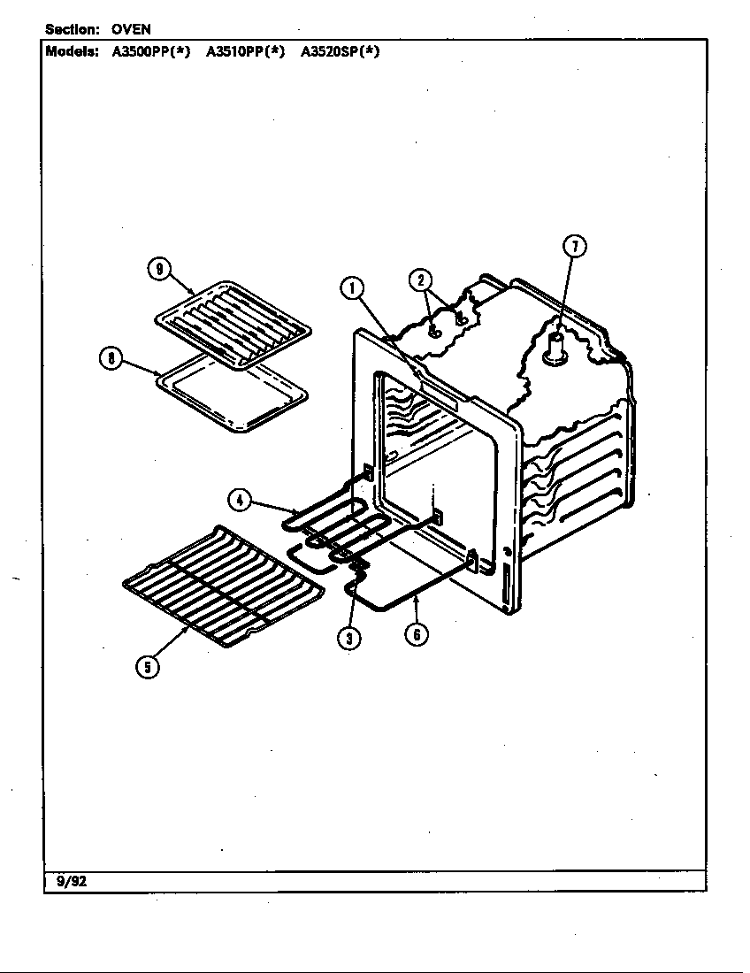 Admiral A3520SPA oven diagram