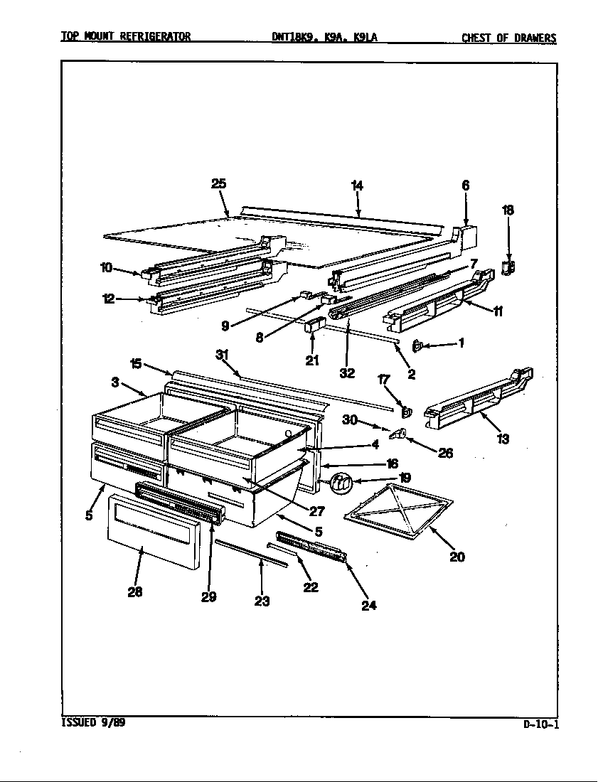 Admiral DNT18K9LA/9A14B chest of drawers diagram