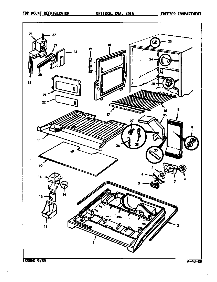 Admiral DNT18K9LA/9A14B freezer compartment diagram
