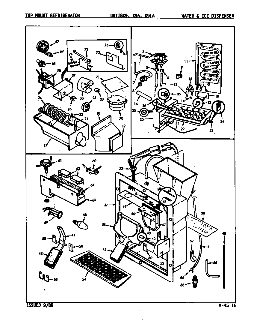 Admiral DNT18K9LA/9A14B water & ice dispenser diagram