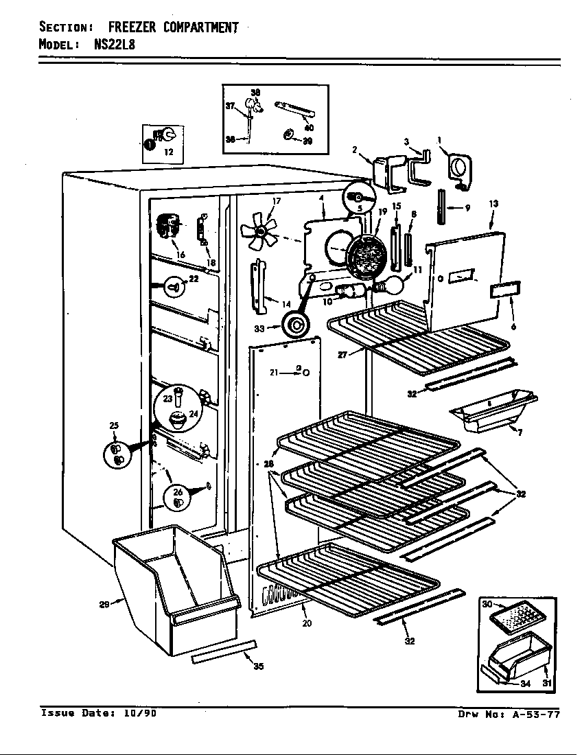 Admiral NS22L8/AN11B freezer compartment diagram