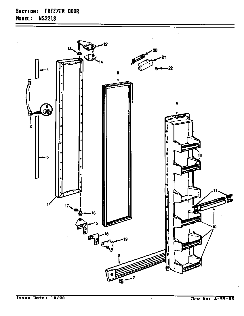 Admiral NS22L8/AN11B freezer door diagram
