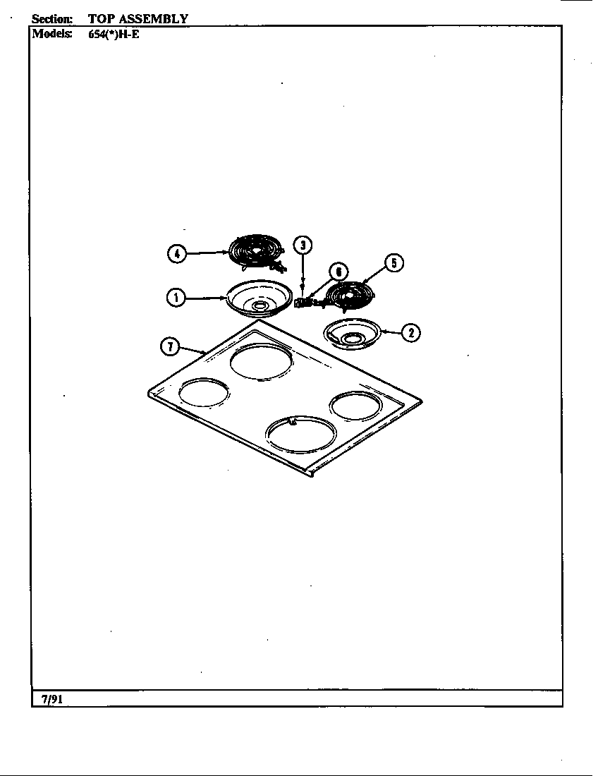 Admiral 654WH-EW top assy. diagram