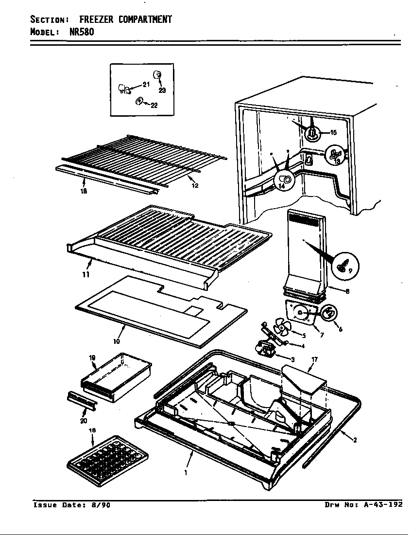 Admiral NR580H/AF56B freezer compartment diagram