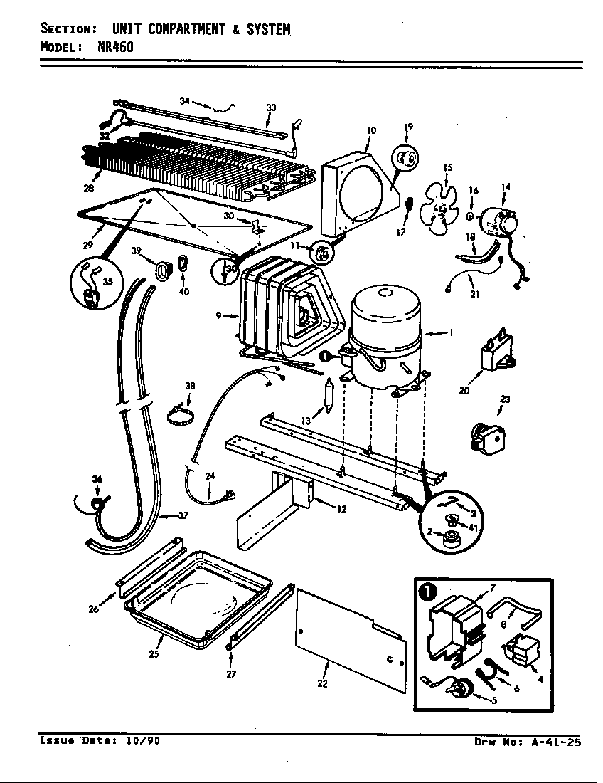 Admiral NR460/AF03B unit compartment & system diagram