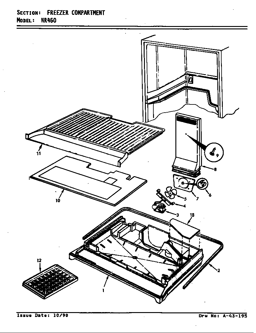 Admiral NR460/AF03B freezer compartment diagram
