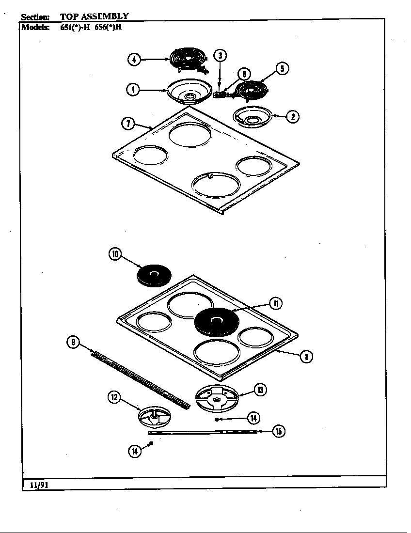 Admiral 656AH-EHVW top assy. (651ah) (651wh) (656ah-ehvw) (656wh-ehvw) diagram