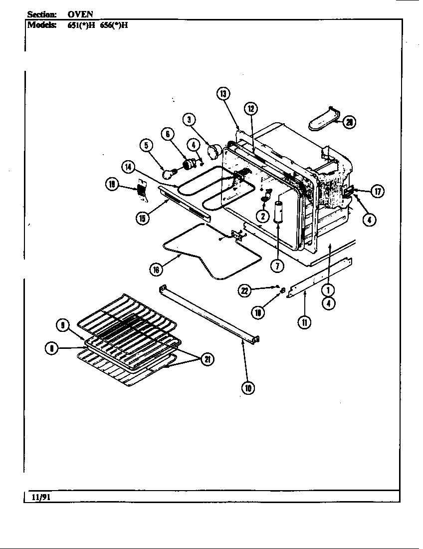 Admiral 656AH-EHVW oven (651ah) (651wh) (656ah-ehvw) (656wh-ehvw) diagram