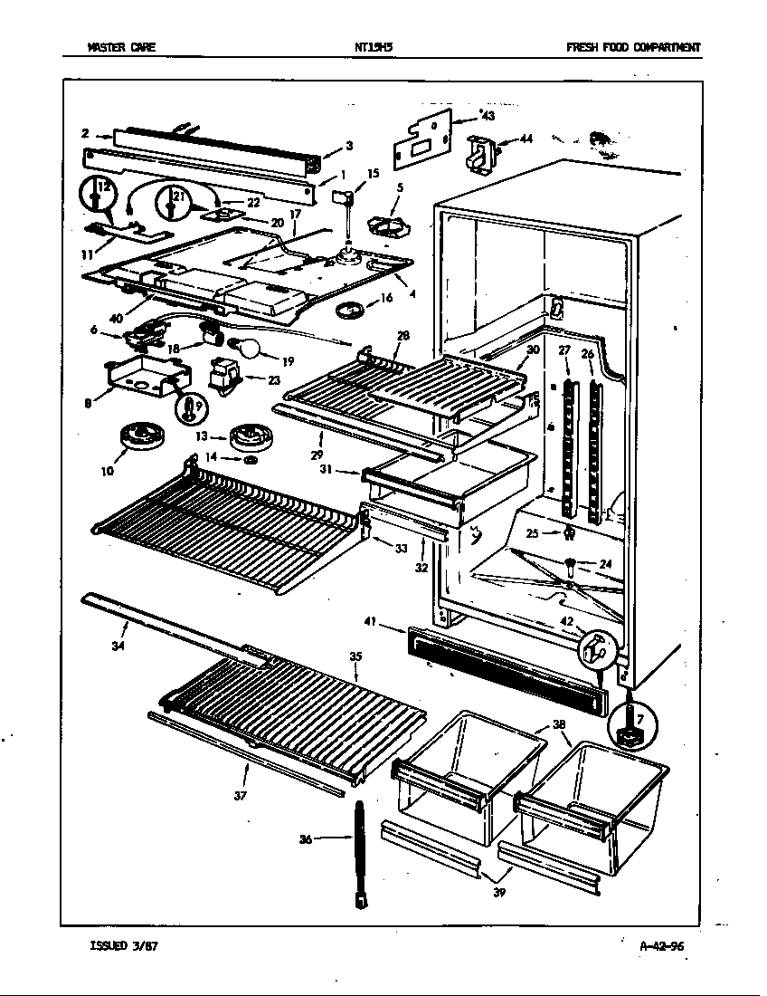 Admiral NT15H5A/7A49A fresh food compartment diagram