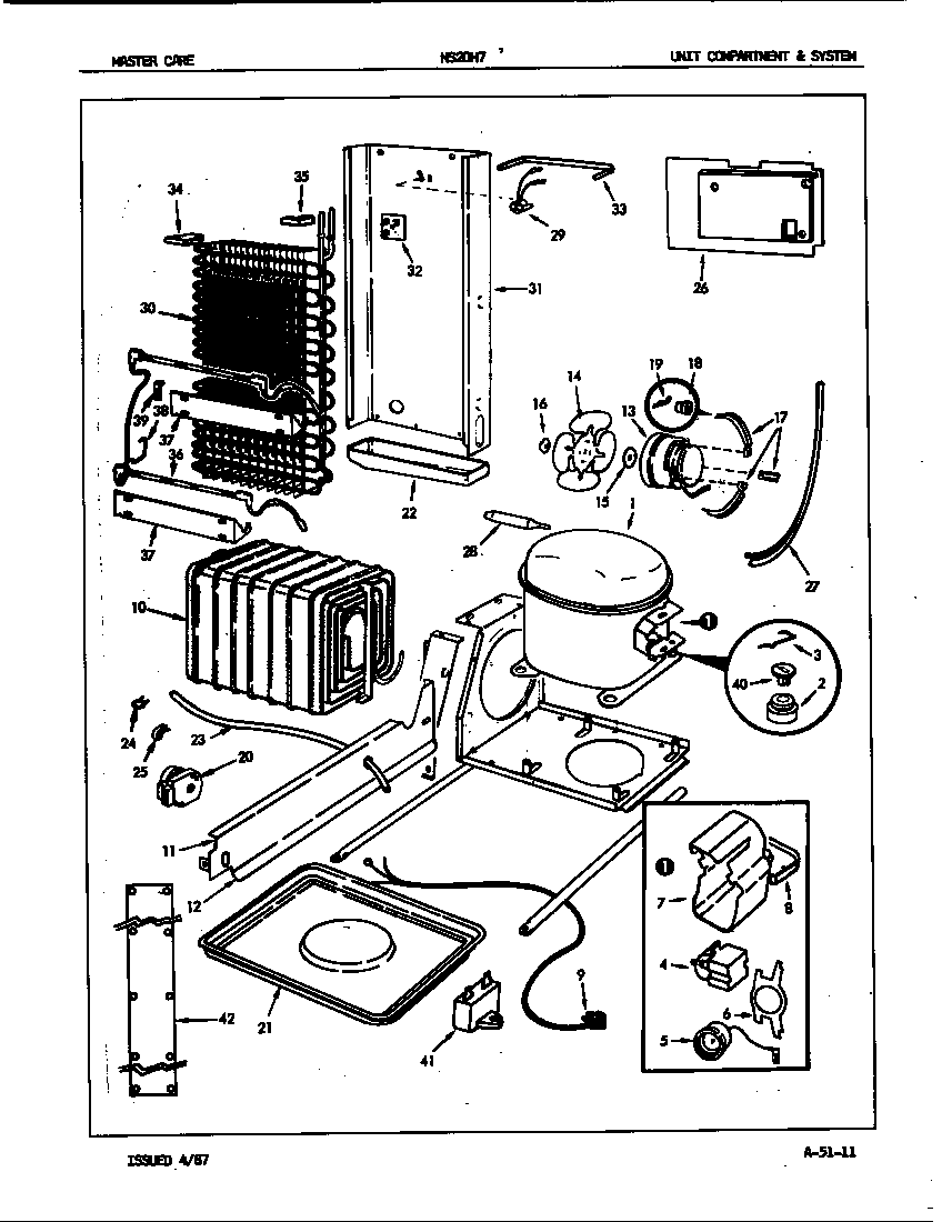 Admiral NS20H7A/7L11A unit compartment & system diagram