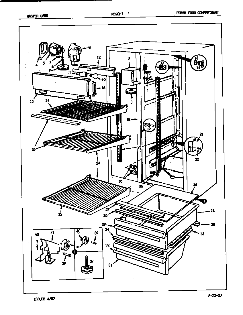 Admiral NS20H7A/7L11A fresh food compartment diagram