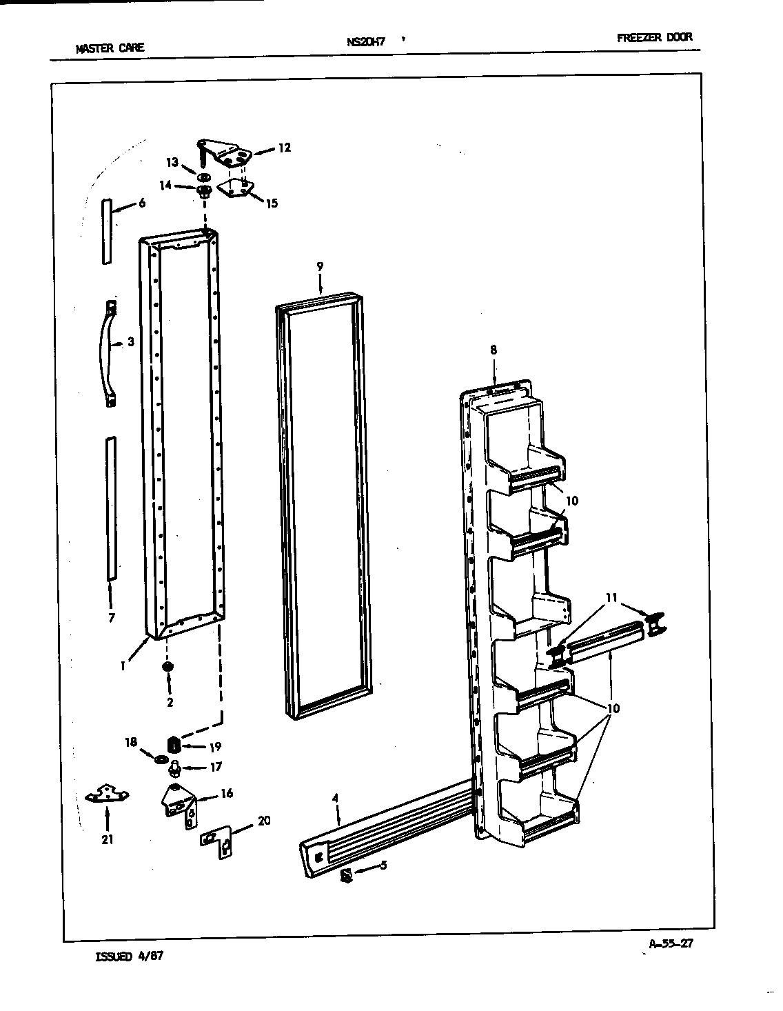 Admiral NS20H7A/7L11A freezer door diagram