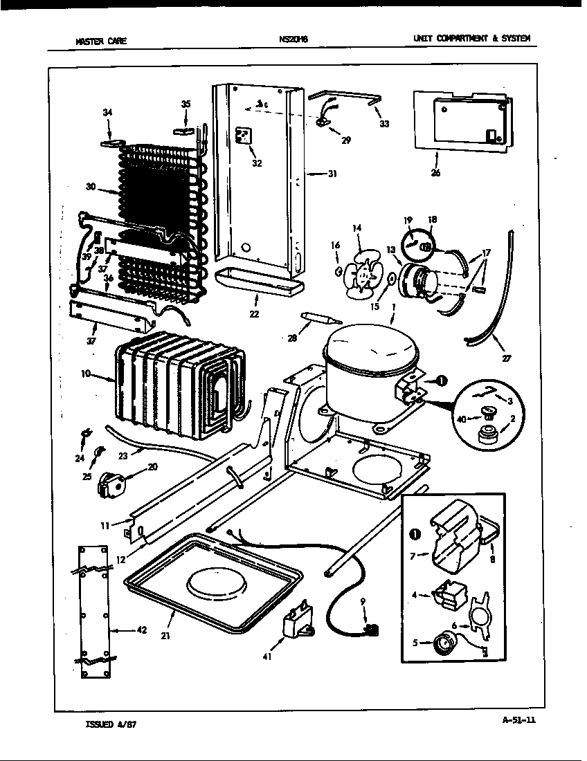 Admiral NS20H8/7L12A unit compartment & system diagram