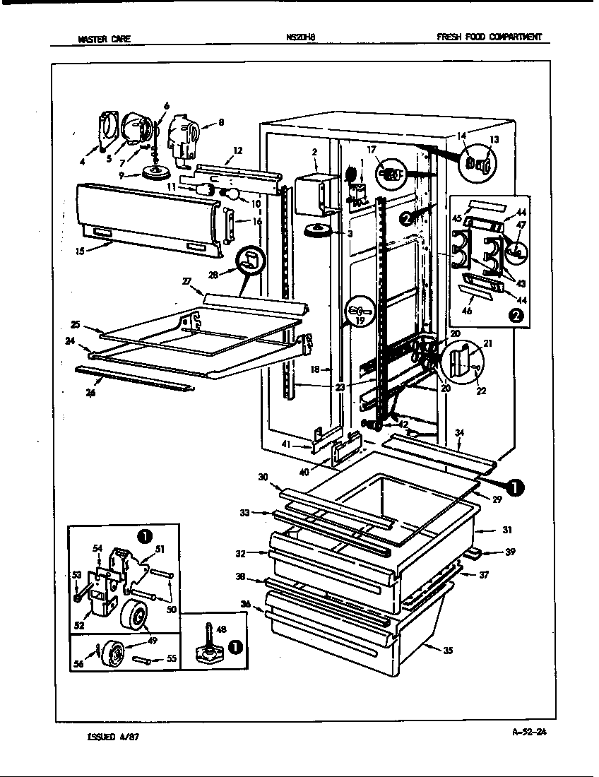 Admiral NS20H8/7L12A fresh food compartment diagram