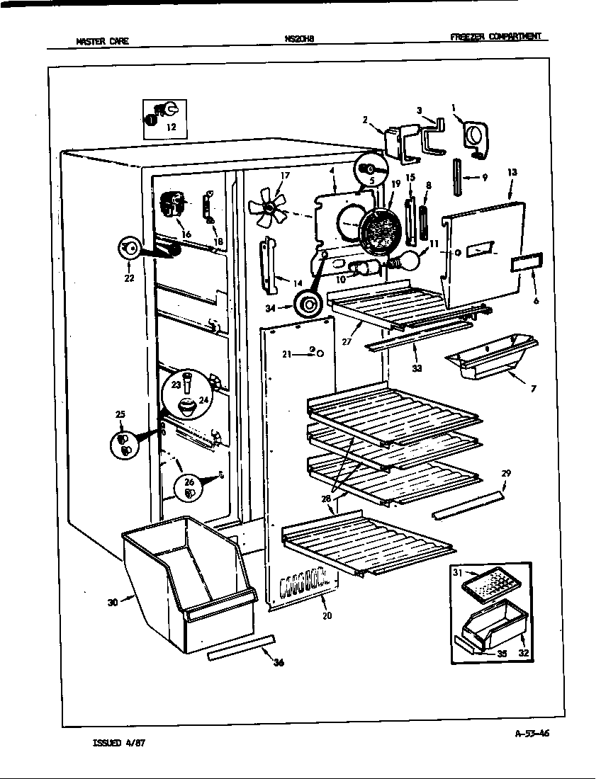 Admiral NS20H8/7L12A freezer compartment diagram